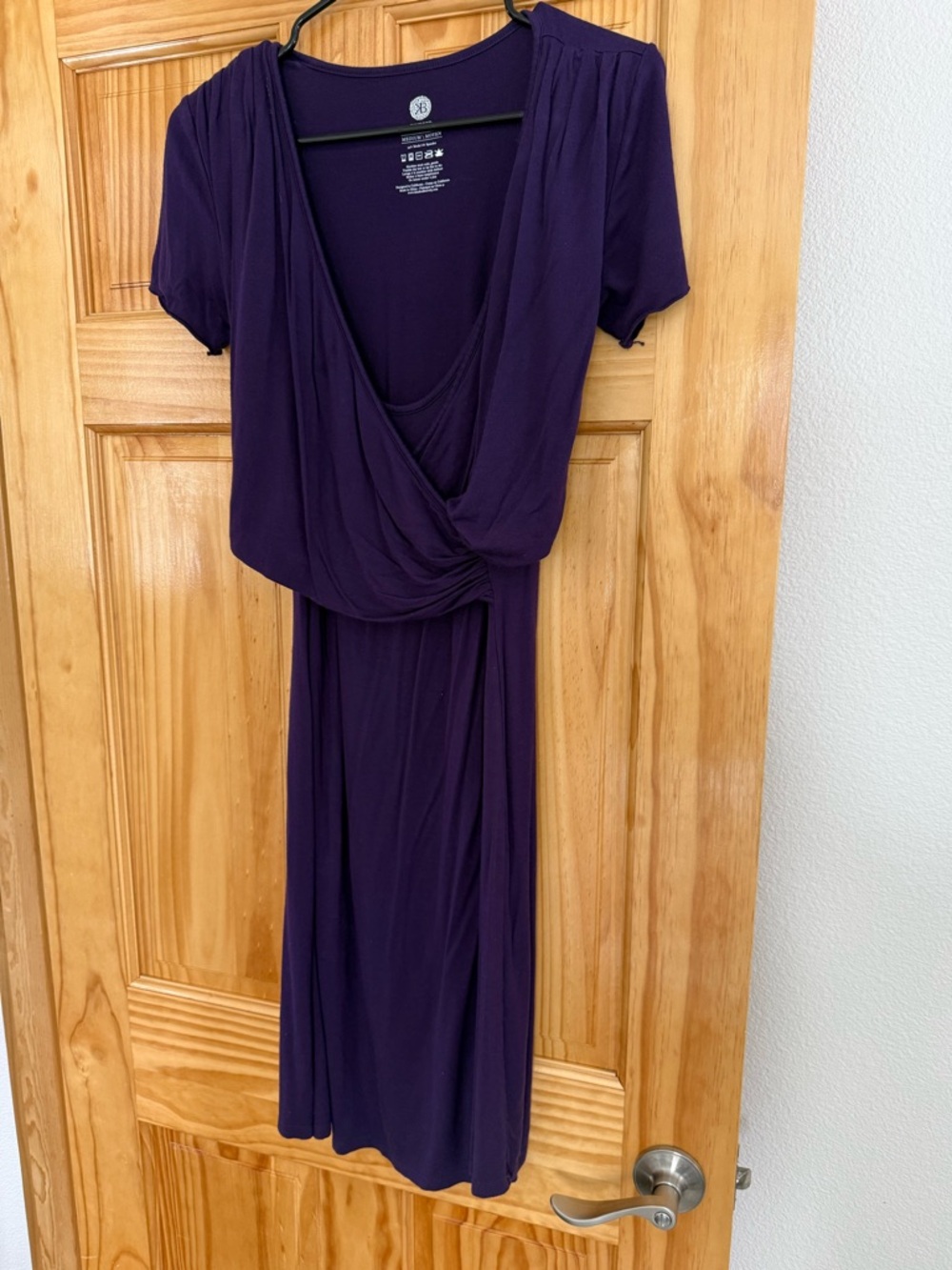 Kindred Bravely Deep Purple Faux-Wrap Midi Dress